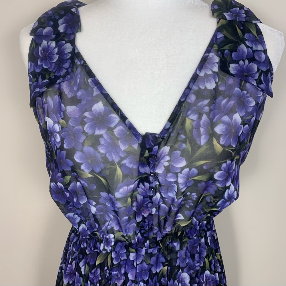 The Kooples Hortensia Floral Chiffon Pleated Maxi Dress - Picture 13 of 13